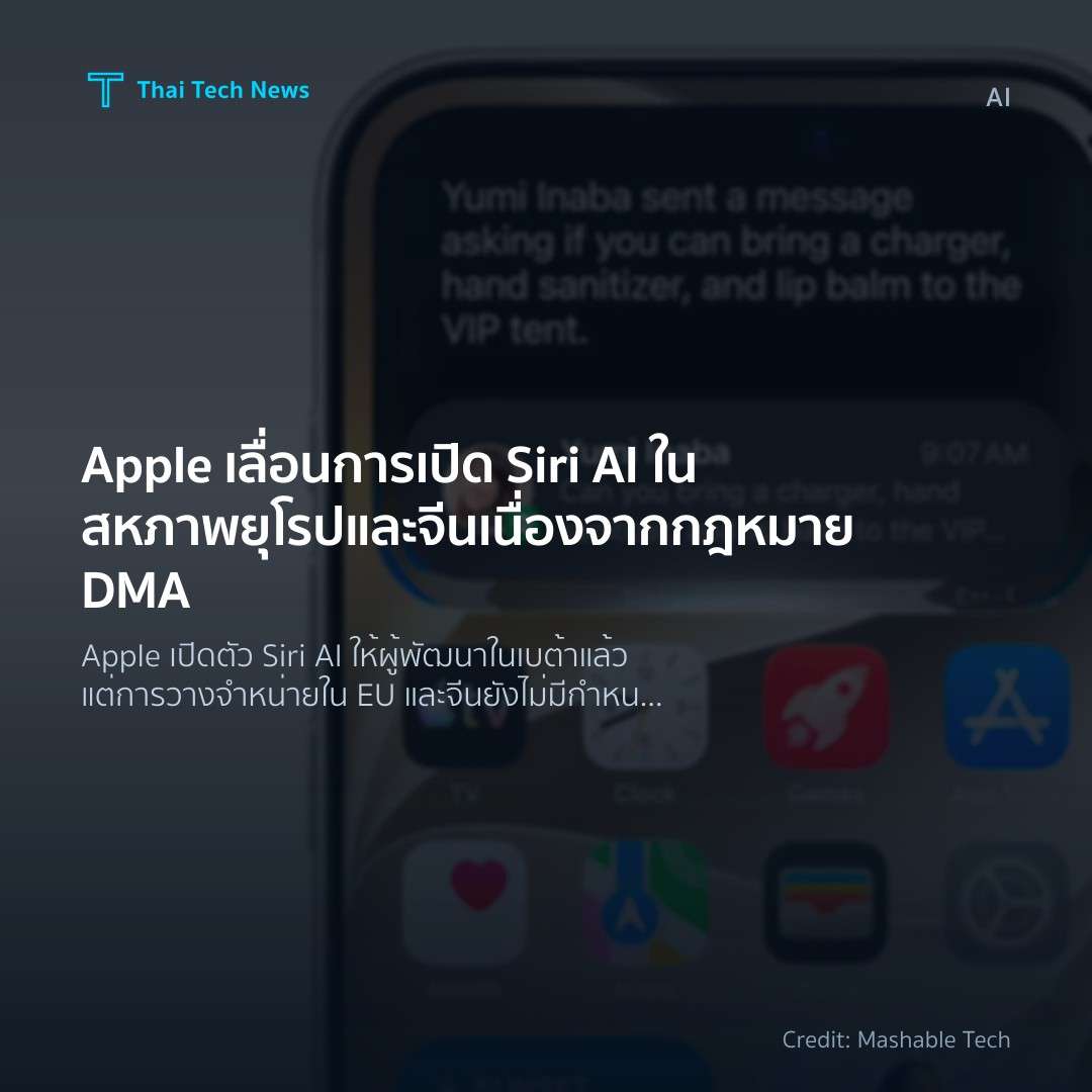 Apple เลื่อนการเปิด Siri AI ในสหภาพยุโรปและจีนเนื่องจากกฎ…