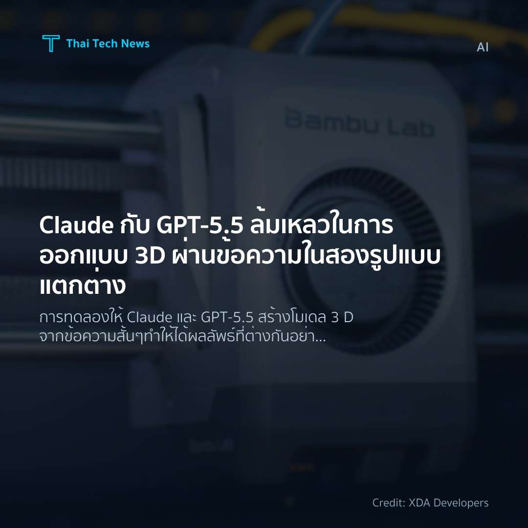 Claude กับ GPT‑5.5 ล้มเหลวในการออกแบบ 3D ผ่านข้อความในสอง…