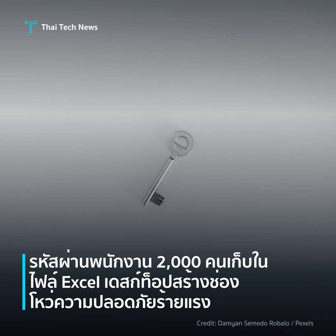 รหัสผ่านพนักงาน 2,000 คนเก็บในไฟล์ Excel เดสก์ท็อป สร้างช…