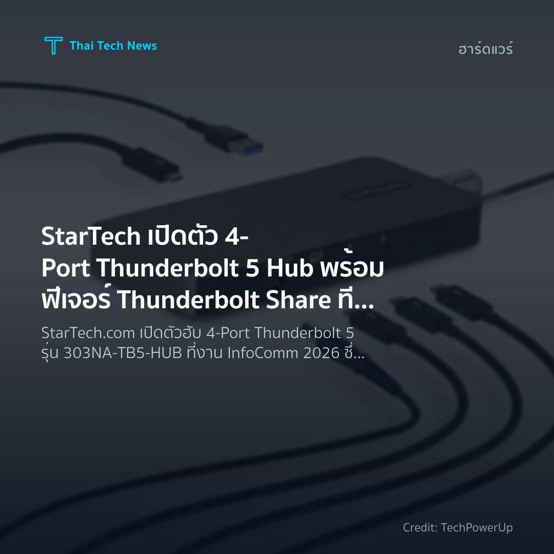 StarTech เปิดตัว 4‑Port Thunderbolt 5 Hub พร้อมฟีเจอร์ Th…