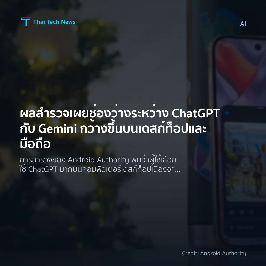 ผลสำรวจเผยช่องว่างระหว่าง ChatGPT กับ Gemini กว้างขึ้นบนเ…
