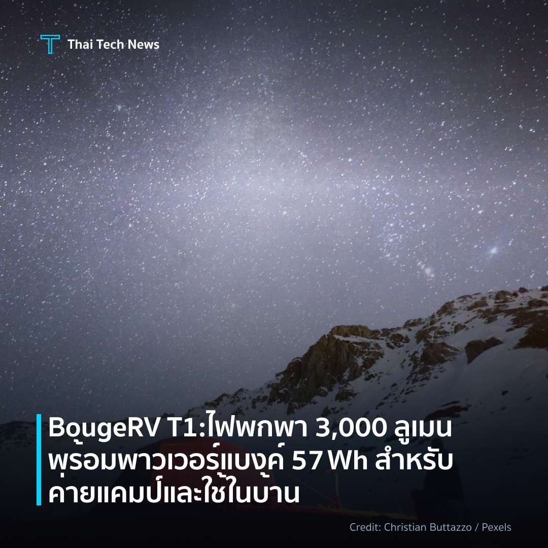 BougeRV T1: ไฟพกพา 3,000 ลูเมนพร้อมพาวเวอร์แบงค์ 57 Wh สำ…