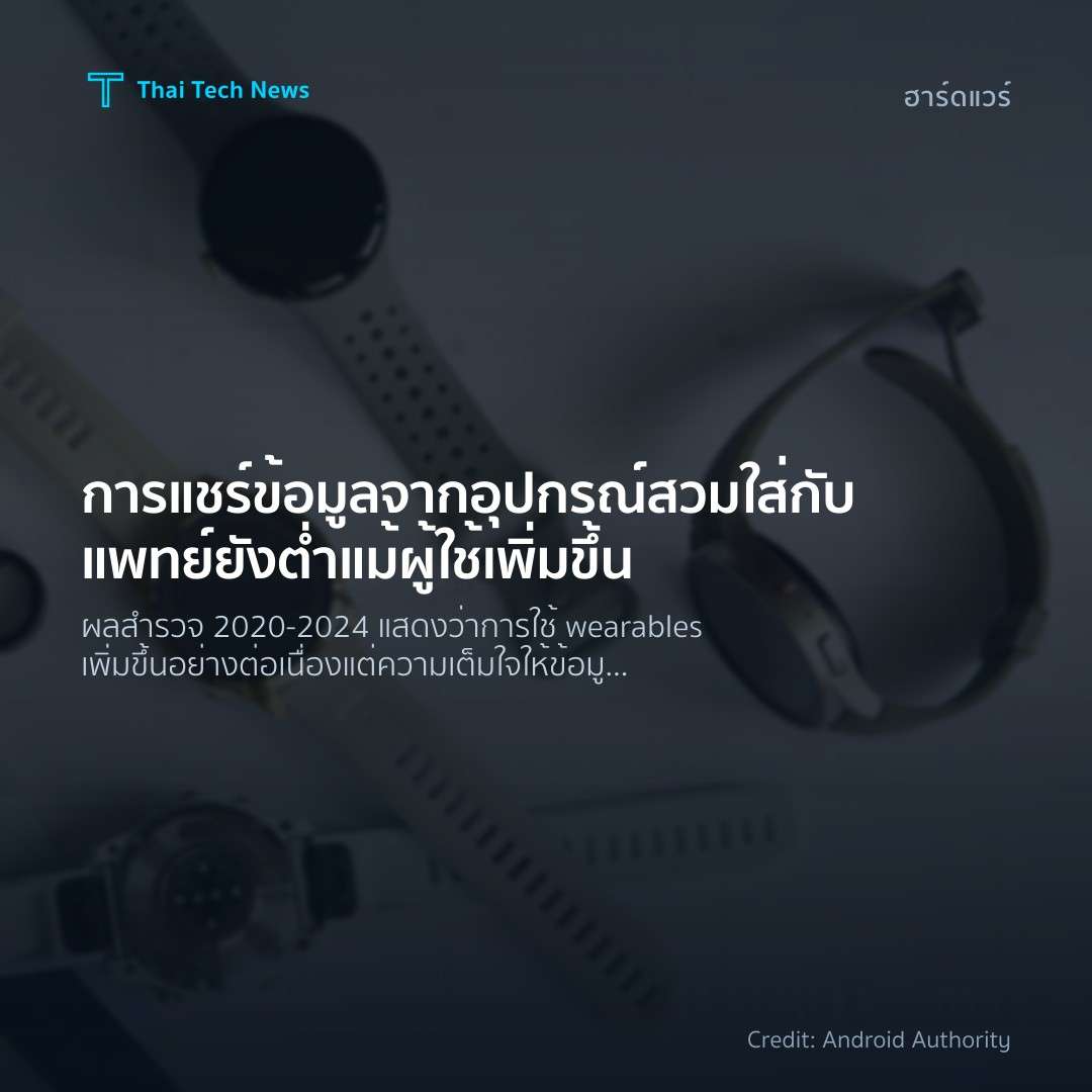 การแชร์ข้อมูลจากอุปกรณ์สวมใส่กับแพทย์ยังต่ำ แม้ผู้ใช้เพิ่…