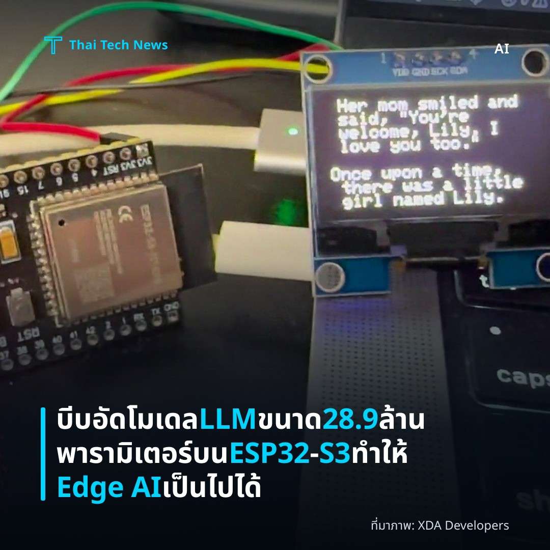 บีบอัดโมเดล LLM ขนาด 28.9 ล้านพารามิเตอร์บน ESP32‑S3 ทำให้ Edge AI เป็นไปได้