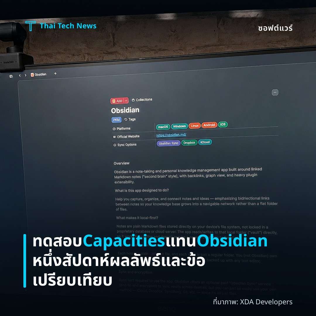 ทดสอบ Capacities แทน Obsidian หนึ่งสัปดาห์ ผลลัพธ์และข้อเปรียบเทียบ