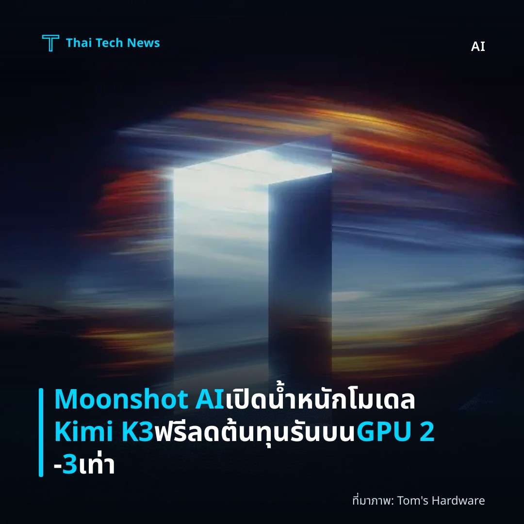 Moonshot AI เปิดน้ำหนักโมเดล Kimi K3 ฟรี ลดต้นทุนรันบน GPU 2‑3 เท่า