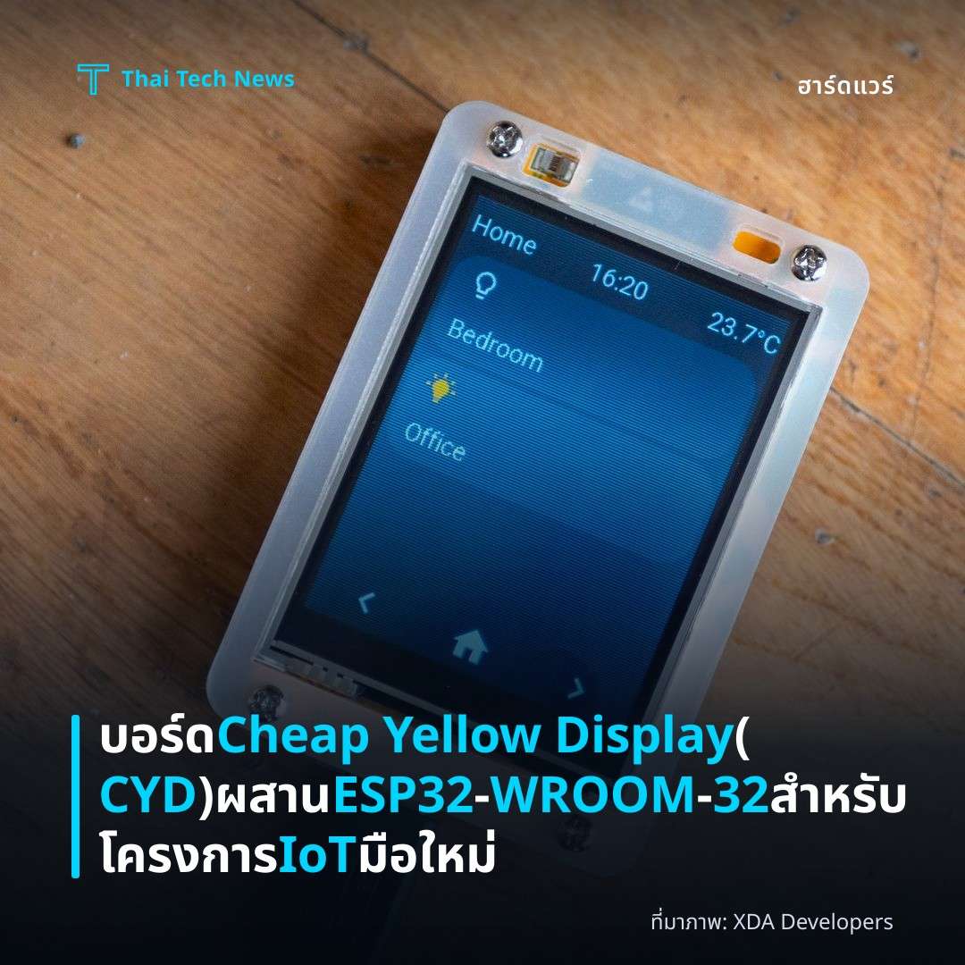 บอร์ด Cheap Yellow Display (CYD) ผสาน ESP32‑WROOM‑32 สำหรับโครงการ IoT มือใหม่