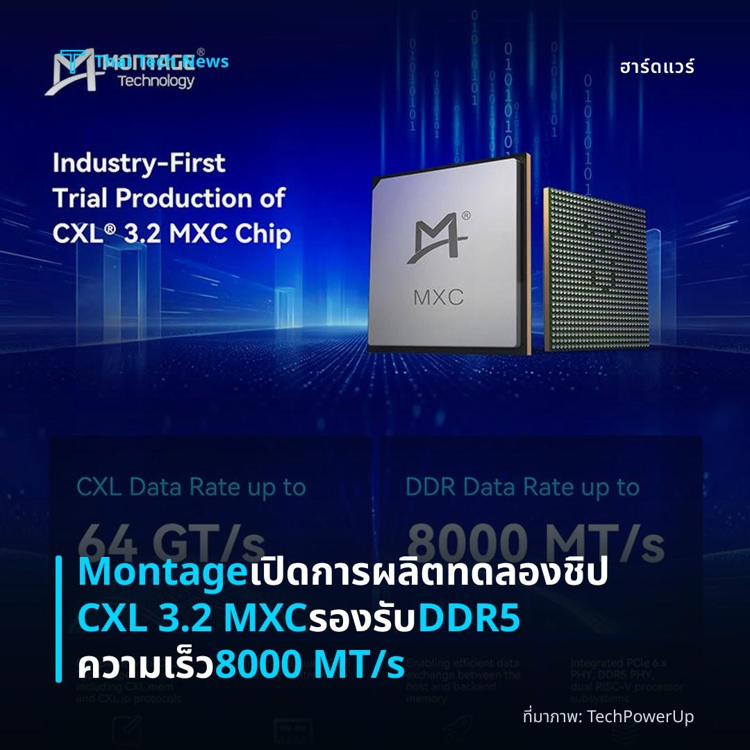 Montage เปิดการผลิตทดลองชิป CXL 3.2 MXC รองรับ DDR5 ความเร็ว 8000 MT/s