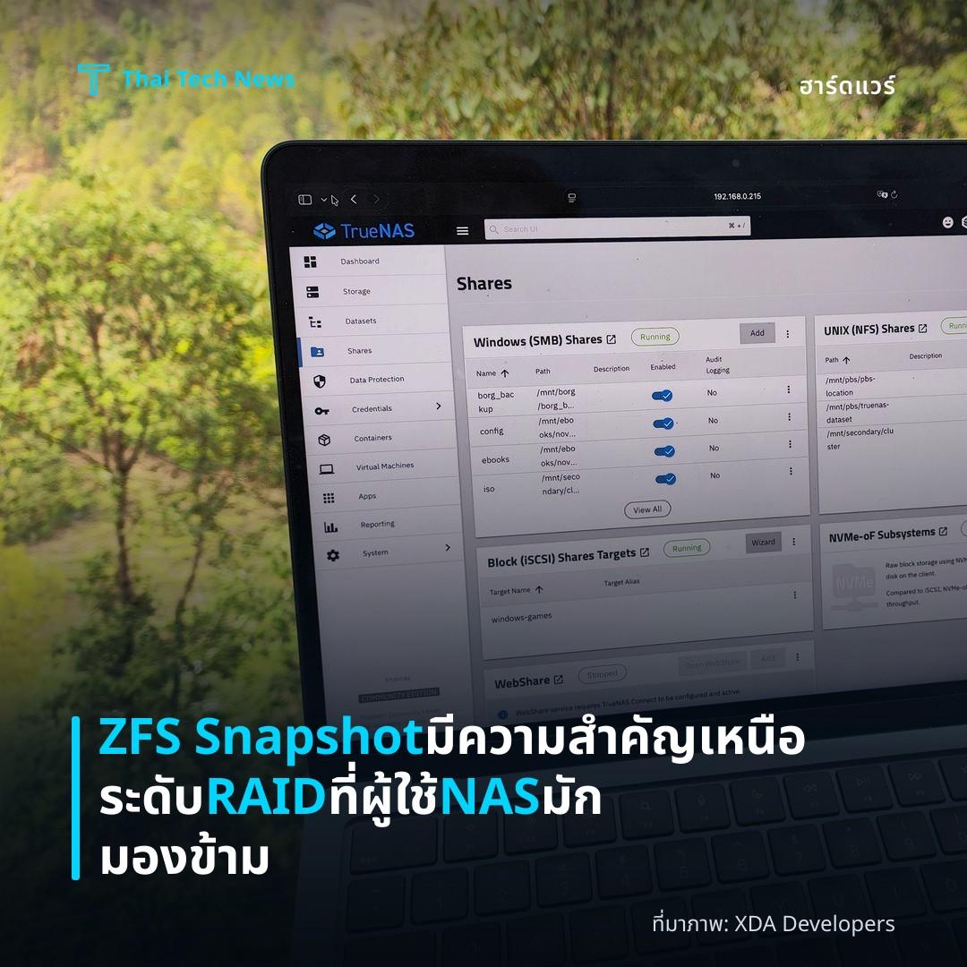 ZFS Snapshot มีความสำคัญเหนือระดับ RAID ที่ผู้ใช้ NAS มักมองข้าม