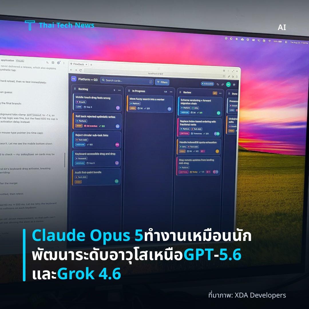Claude Opus 5 ทำงานเหมือนนักพัฒนาระดับอาวุโสเหนือ GPT‑5.6 และ Grok 4.6