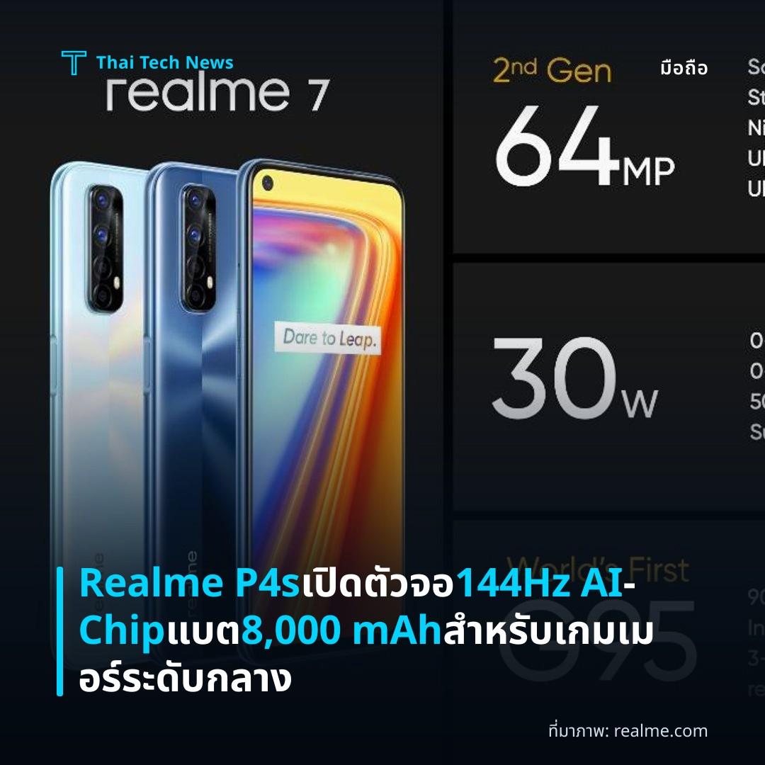 Realme P4s เปิดตัว จอ 144Hz AI‑Chip แบต 8,000 mAh สำหรับเกมเมอร์ระดับกลาง
