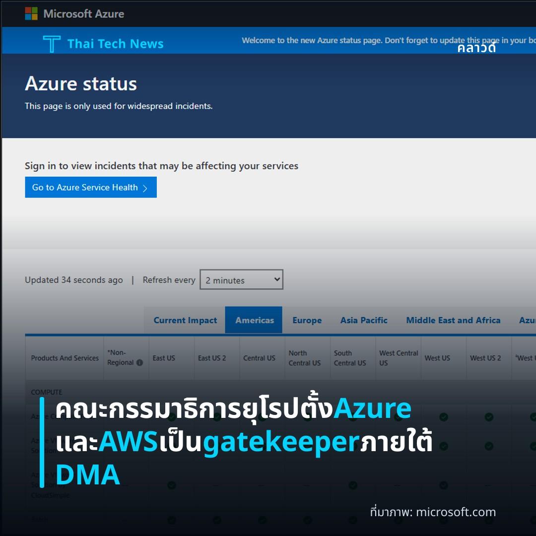 คณะกรรมาธิการยุโรปตั้ง Azure และ AWS เป็น gatekeeper ภายใต้ DMA