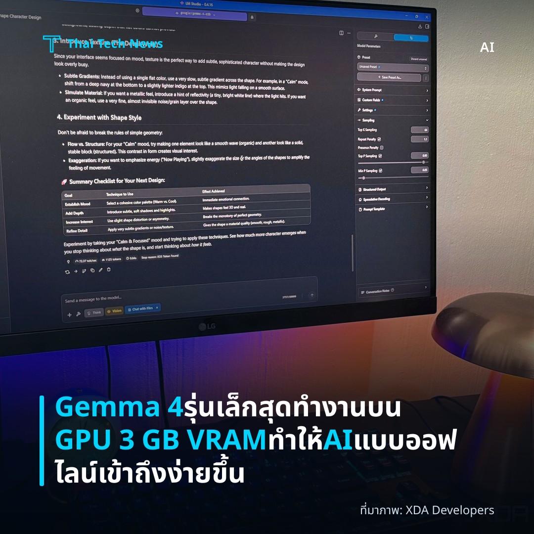 Gemma 4 รุ่นเล็กสุดทำงานบน GPU 3 GB VRAM ทำให้ AI แบบออฟไลน์เข้าถึงง่ายขึ้น