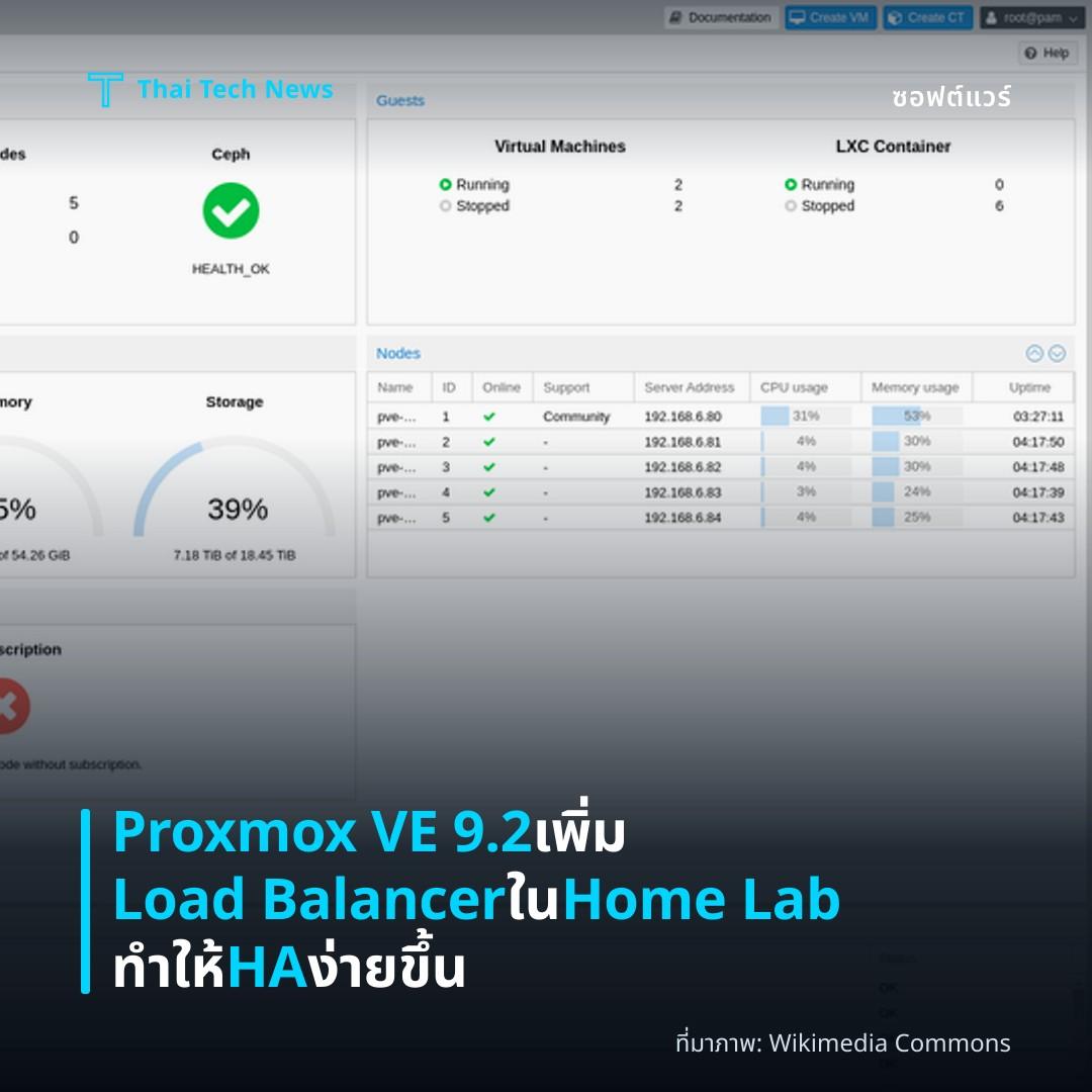 Proxmox VE 9.2 เพิ่ม Load Balancer ใน Home Lab ทำให้ HA ง่ายขึ้น