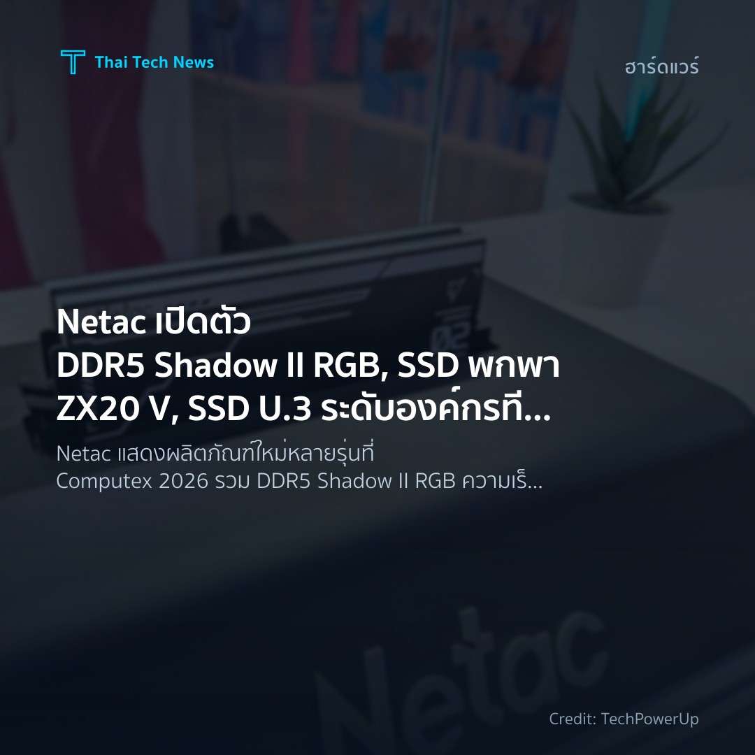 Netac เปิดตัว DDR5 Shadow II RGB, SSD พกพา ZX20 V, SSD U.…