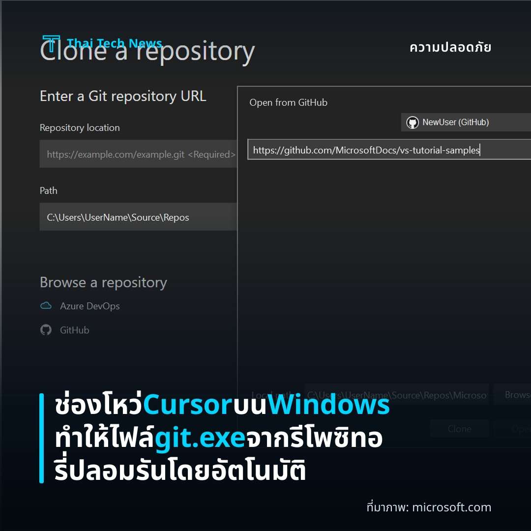ช่องโหว่ Cursor บน Windows ทำให้ไฟล์ git.exe จากรีโพซิทอรี่ปลอมรันโดยอัตโนมัติ