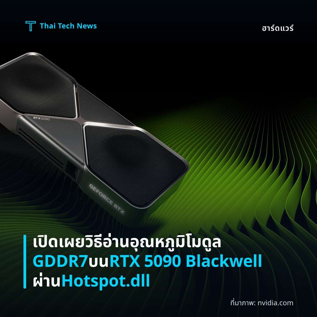 เปิดเผยวิธีอ่านอุณหภูมิโมดูล GDDR7 บน RTX 5090 Blackwell ผ่าน Hotspot.dll