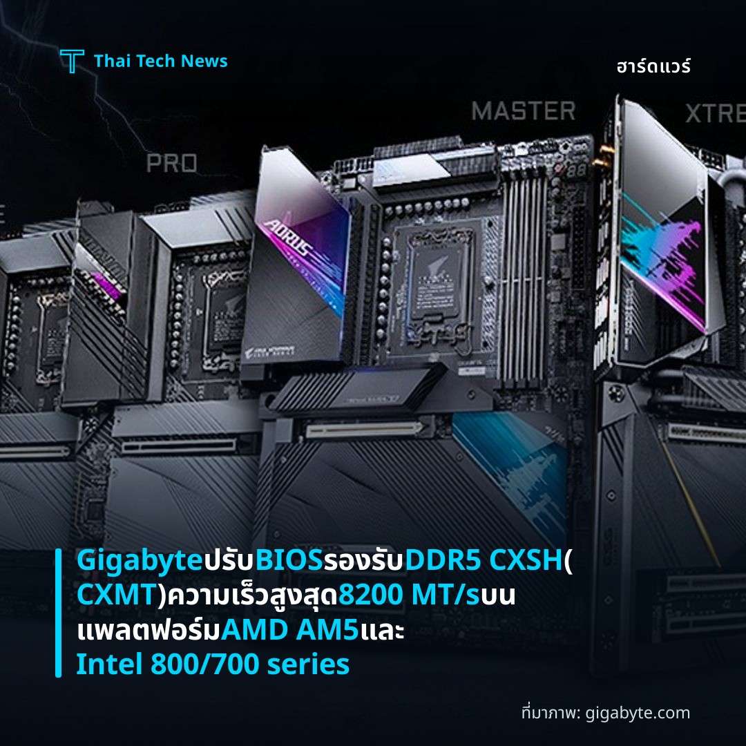 Gigabyte ปรับ BIOS รองรับ DDR5 CXSH (CXMT) ความเร็วสูงสุด 8200 MT/s บนแพลตฟอร์ม AMD AM5 และ Intel 800/700 series