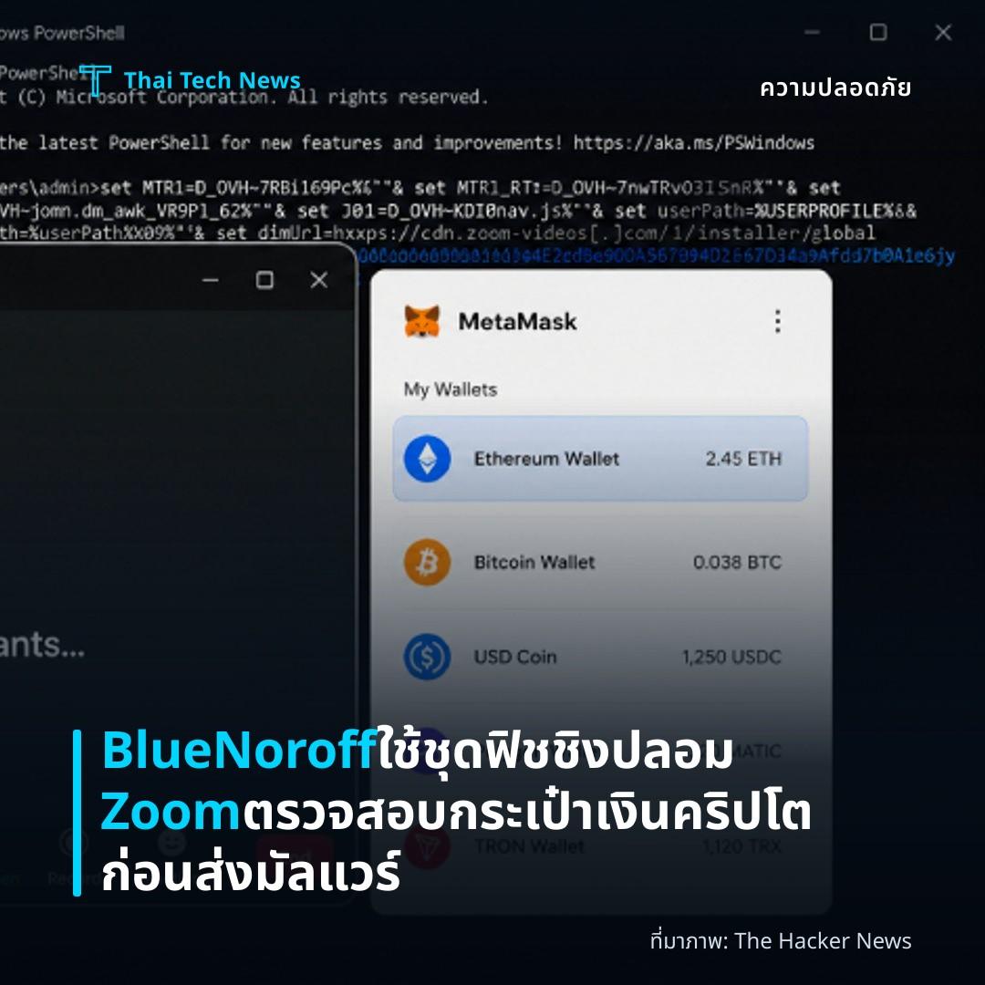 BlueNoroff ใช้ชุดฟิชชิงปลอม Zoom ตรวจสอบกระเป๋าเงินคริปโตก่อนส่งมัลแวร์