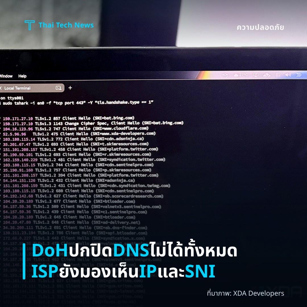 DoH ปกปิด DNS ไม่ได้ทั้งหมด ISP ยังมองเห็น IP และ SNI