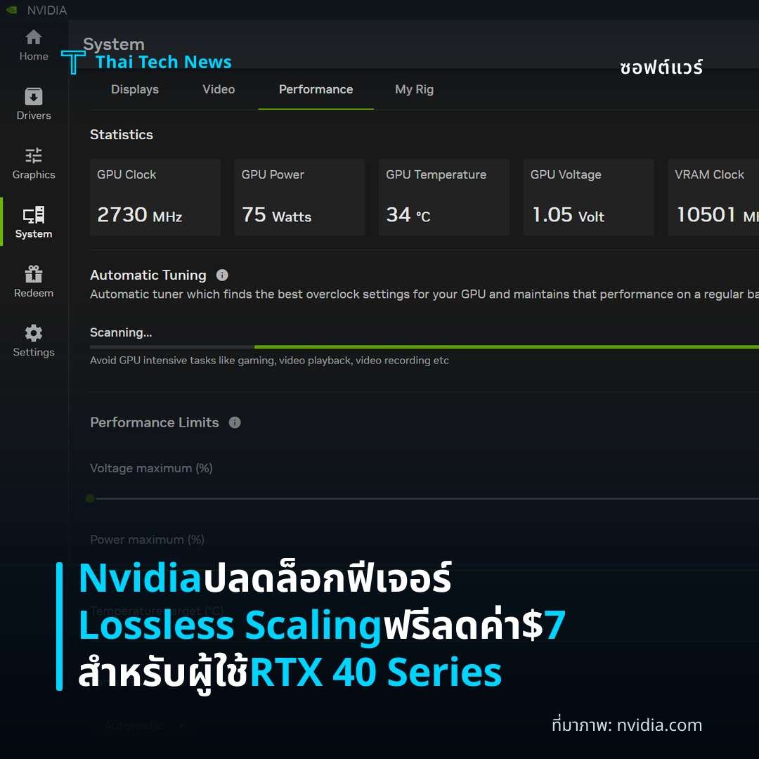 Nvidia ปลดล็อกฟีเจอร์ Lossless Scaling ฟรี ลดค่า $7 สำหรับผู้ใช้ RTX 40 Series
