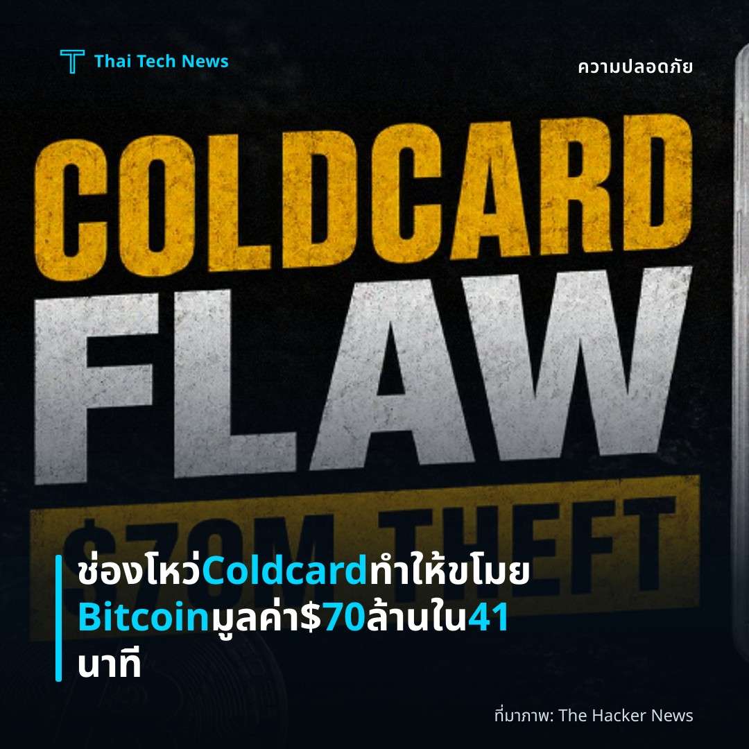 ช่องโหว่ Coldcard ทำให้ขโมย Bitcoin มูลค่า $70 ล้านใน 41 นาที