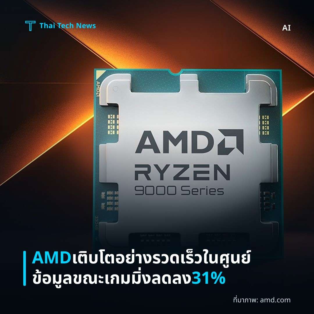 AMD เติบโตอย่างรวดเร็วในศูนย์ข้อมูลขณะเกมมิ่งลดลง 31%