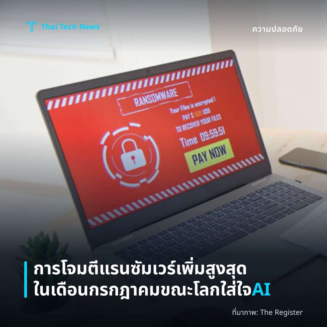 การโจมตีแรนซัมเวร์เพิ่มสูงสุดในเดือนกรกฎาคมขณะโลกใส่ใจ AI