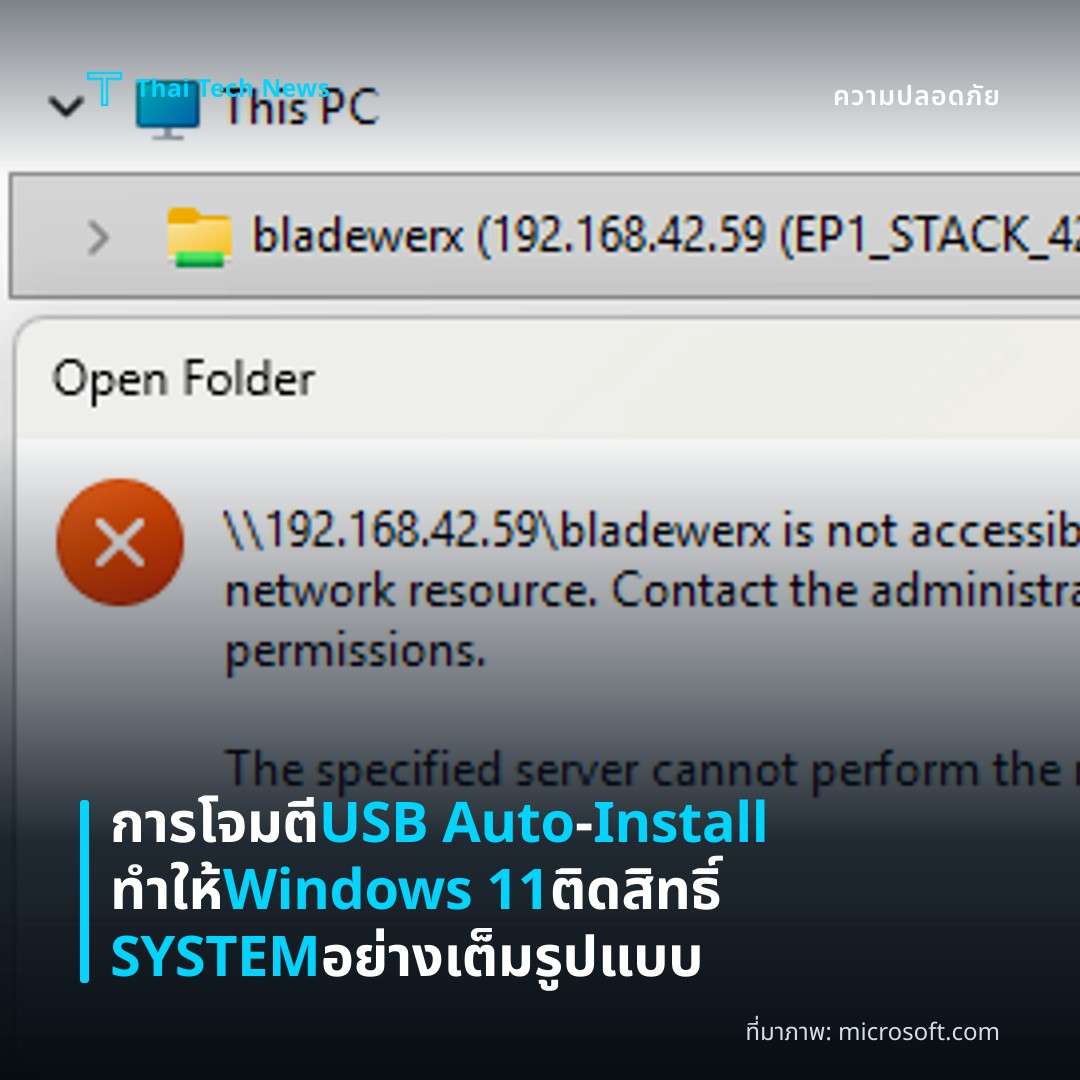 การโจมตี USB Auto‑Install ทำให้ Windows 11 ติดสิทธิ์ SYSTEM อย่างเต็มรูปแบบ