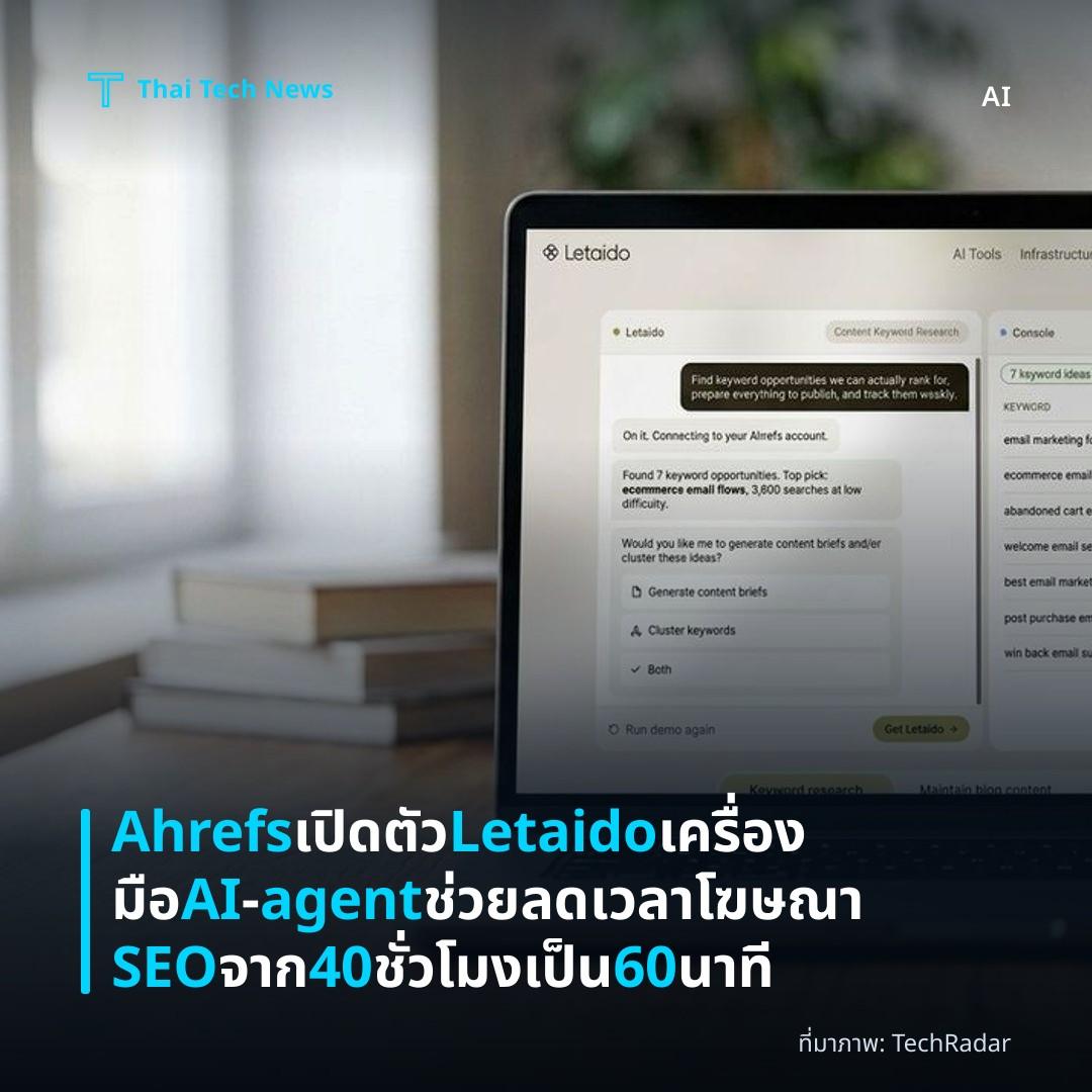Ahrefs เปิดตัว Letaido เครื่องมือ AI‑agent ช่วยลดเวลาโฆษณา SEO จาก 40 ชั่วโมงเป็น 60 นาที
