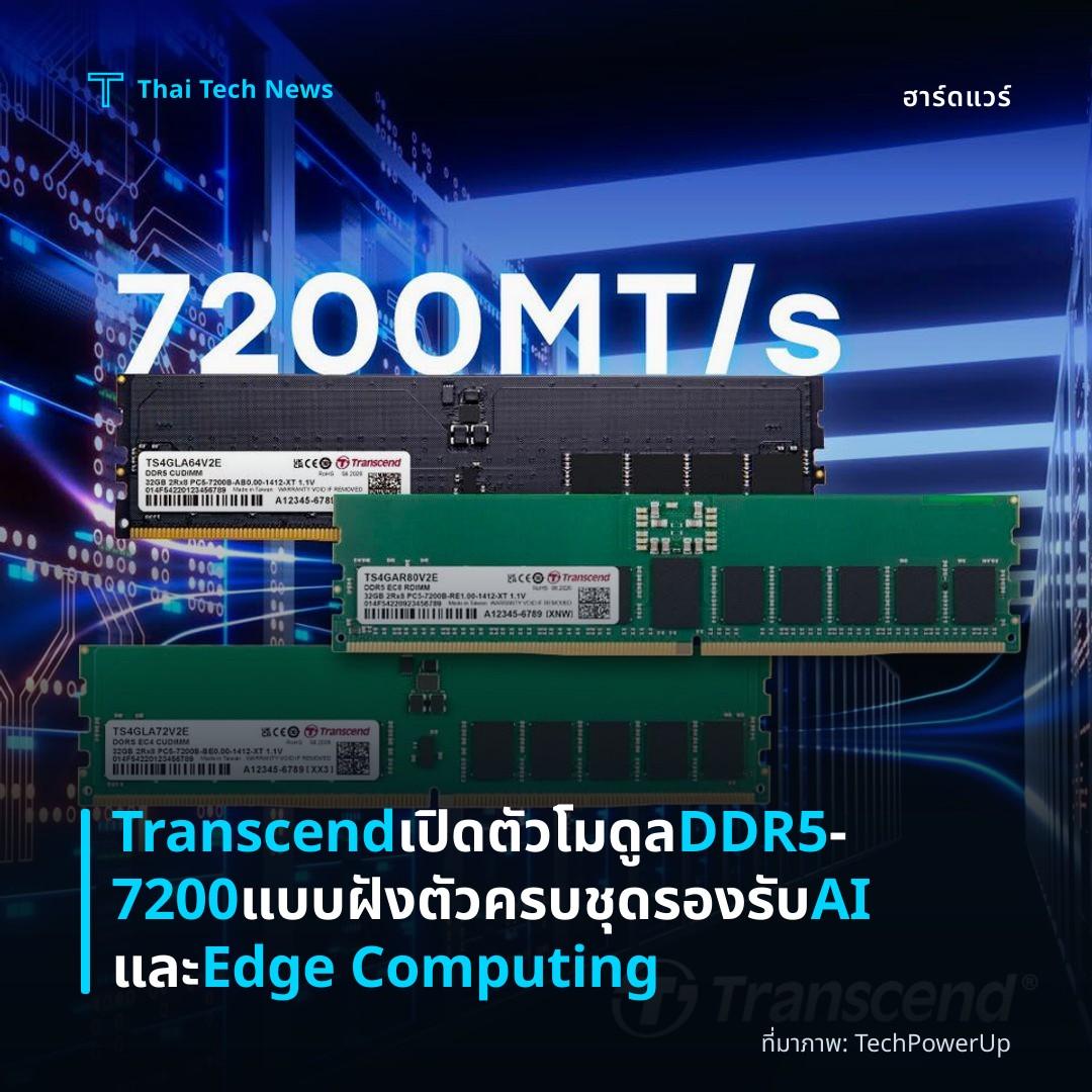 Transcend เปิดตัวโมดูล DDR5‑7200 แบบฝังตัว ครบชุด รองรับ AI และ Edge Computing