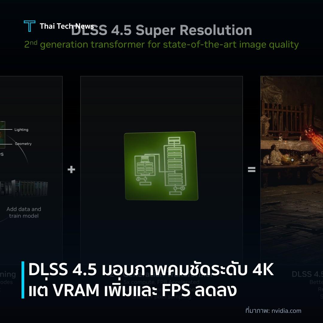 DLSS 4.5 มอบภาพคมชัดระดับ 4K แต่ VRAM เพิ่มและ FPS ลดลง