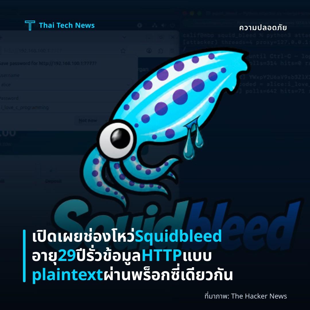 เปิดเผยช่องโหว่ Squidbleed อายุ 29 ปี รั่วข้อมูล HTTP แบบ plaintext ผ่านพร็อกซี่เดียวกัน