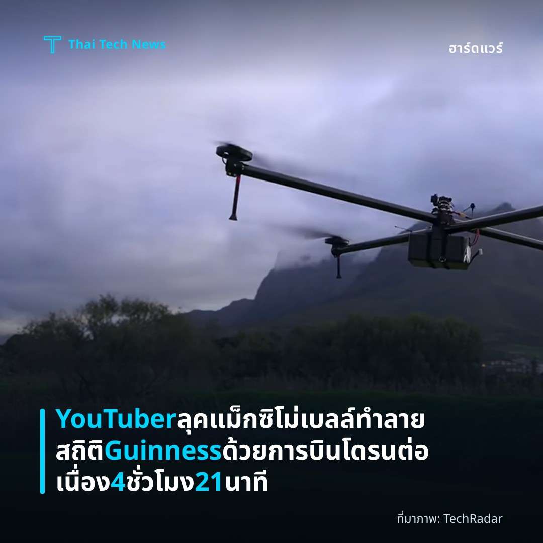 YouTuber ลุค แม็กซิโม่ เบลล์ ทำลายสถิติ Guinness ด้วยการบินโดรนต่อเนื่อง 4 ชั่วโมง 21 นาที
