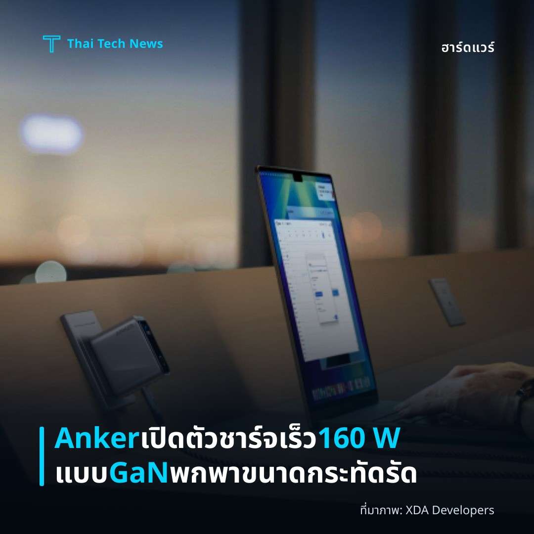 Anker เปิดตัวชาร์จเร็ว 160 W แบบ GaN พกพาขนาดกระทัดรัด